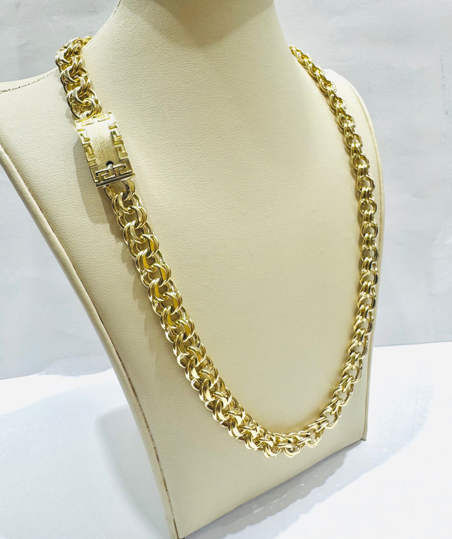 10K GOLD HOLLOW CHINO LINK NECKLACE 24”, WEIGHT: 38gm, WIDTH: 8.6mm
