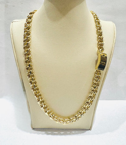 10K GOLD HOLLOW CHINO LINK NECKLACE 20”, WEIGHT: 32.7gm, WIDTH: 8.9mm