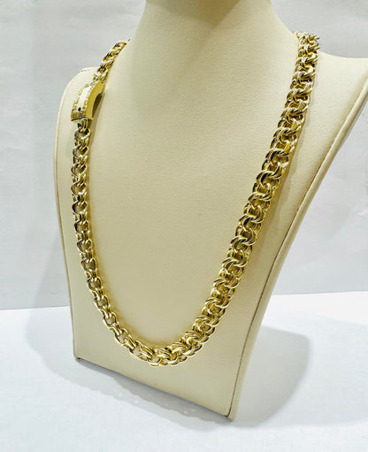 10K GOLD HOLLOW CHINO LINK NECKLACE 24”, WEIGHT: 38gm, WIDTH: 8.6mm