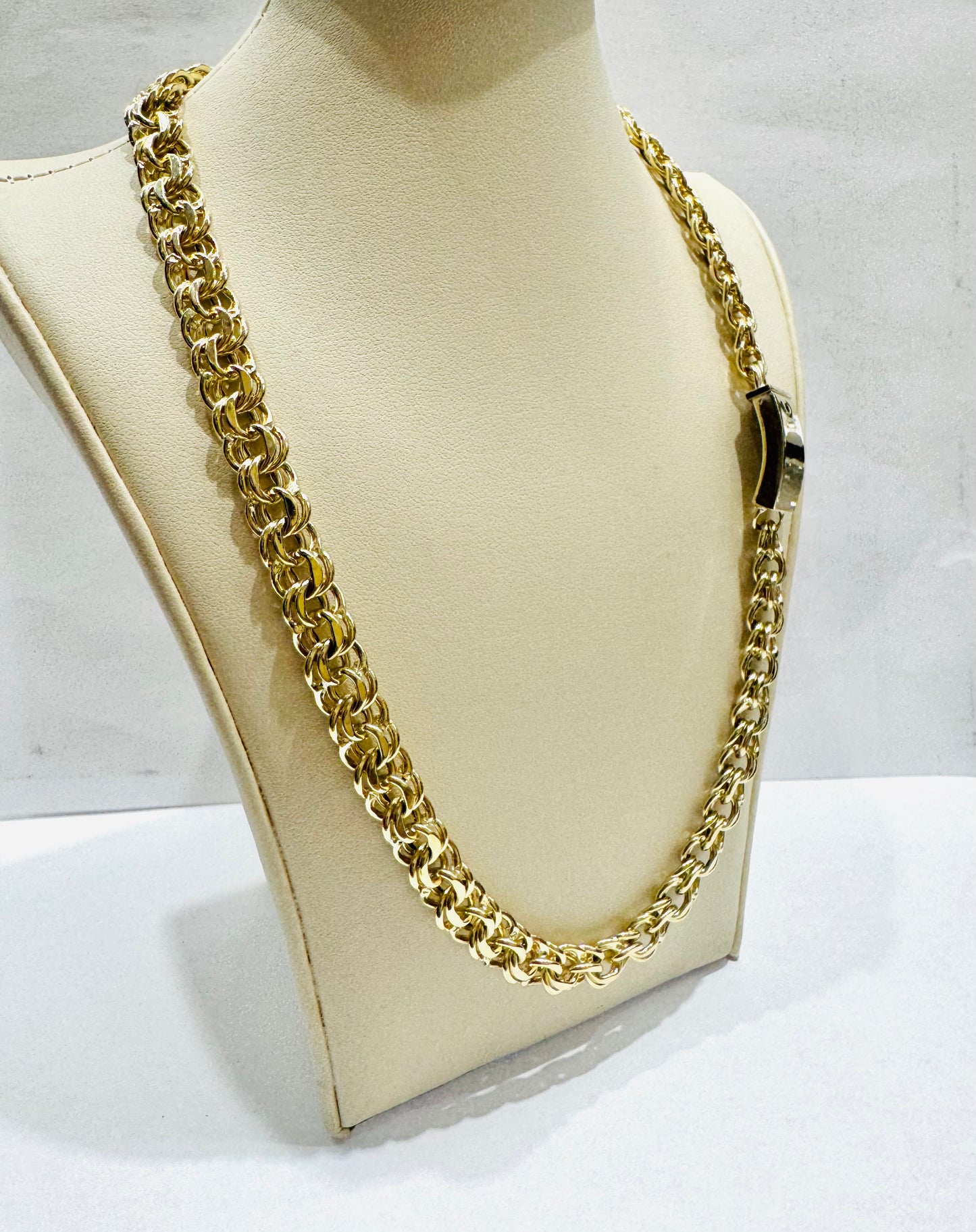 10K GOLD HOLLOW CHINO LINK NECKLACE 20”, WEIGHT: 32.7gm, WIDTH: 8.9mm