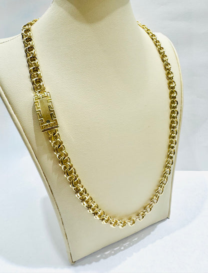 10K GOLD HOLLOW CHINO LINK NECKLACE 22”, WEIGHT: 21.2gm, WIDTH: 6.9mm