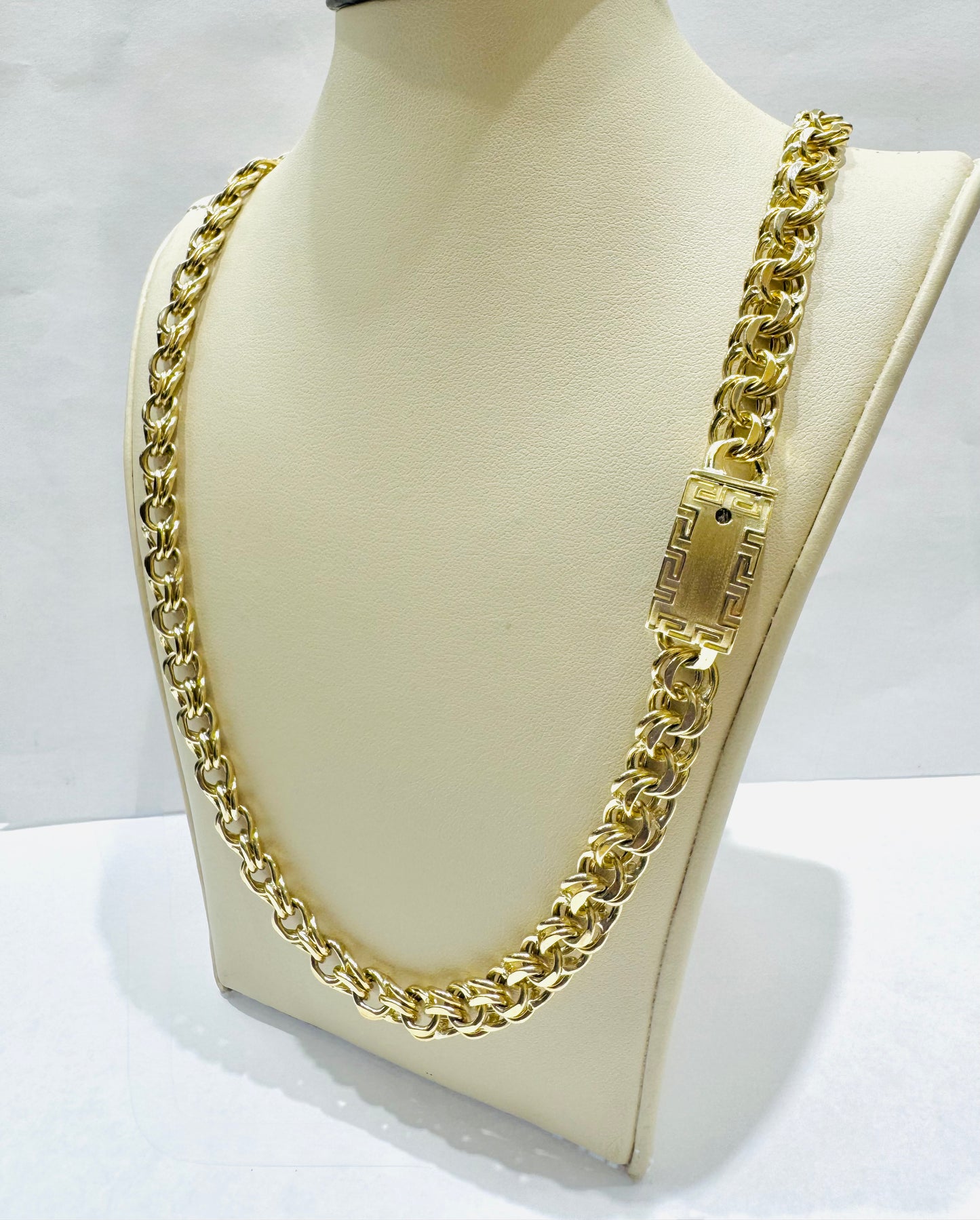 10K GOLD HOLLOW CHINO LINK NECKLACE 26”, WEIGHT: 40.4gm, WIDTH: 8.6mm