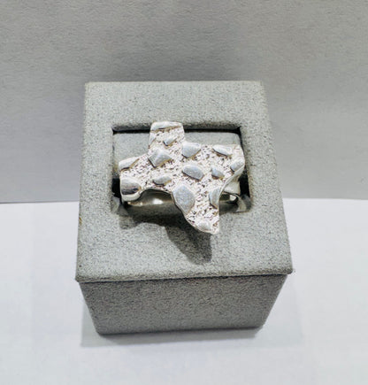 SILVER BIG TEXAS NUGGET RING, WEIGHT: 5.3gm, SIZE: 11