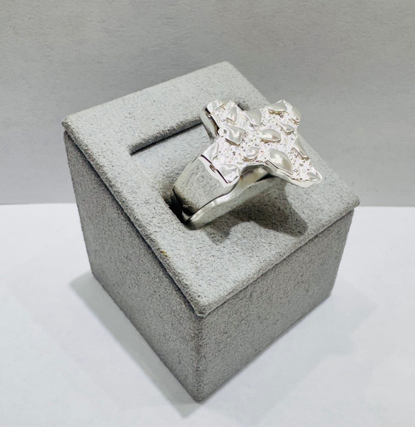 SILVER BIG TEXAS NUGGET RING, WEIGHT: 5.3gm, SIZE: 9