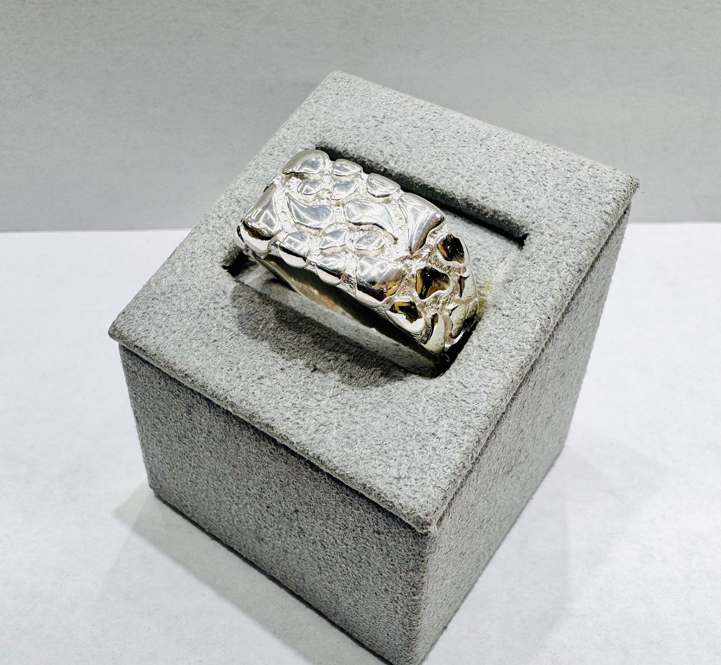 SILVER MEN NUGGET RING, WEIGHT: 5.5gm, SIZE: 13