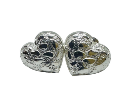 SILVER HEART NUGGET EARRINGS, WEIGHT: 2.6gm
