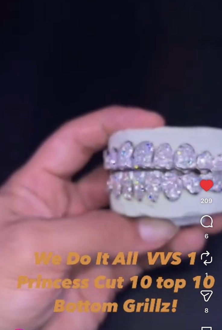Silver MOISSANITE princess cut GRILLZ