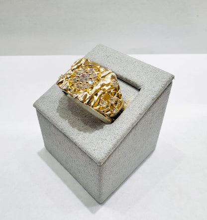 10K GOLD NUGGET RING WITH CZ STONES, WEIGHT: 4.5gm, SIZE: 11