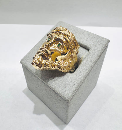 10K GOLD BIG JESUS FACE RING, WEIGHT: 5gm, SIZE: 10.5
