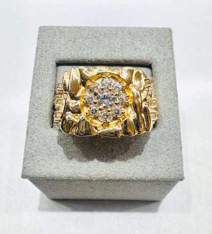 10K GOLD NUGGET RING WITH CZ STONES, WEIGHT: 4.5gm, SIZE: 11