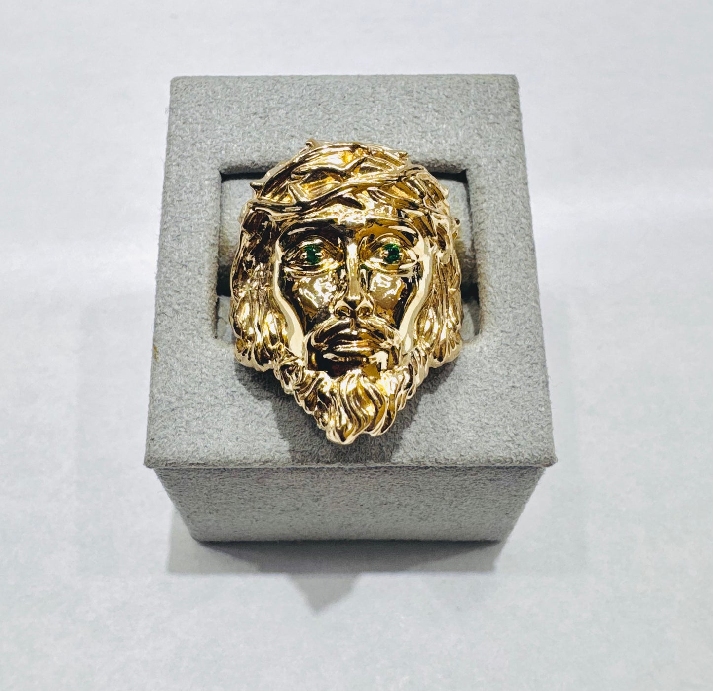 10K GOLD BIG JESUS FACE RING, WEIGHT: 5gm, SIZE: 10.5