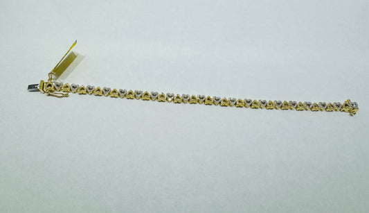 10K GOLD NATURAL HEART DIAMOND BRACELET 1.02 CT, SIZE 7”