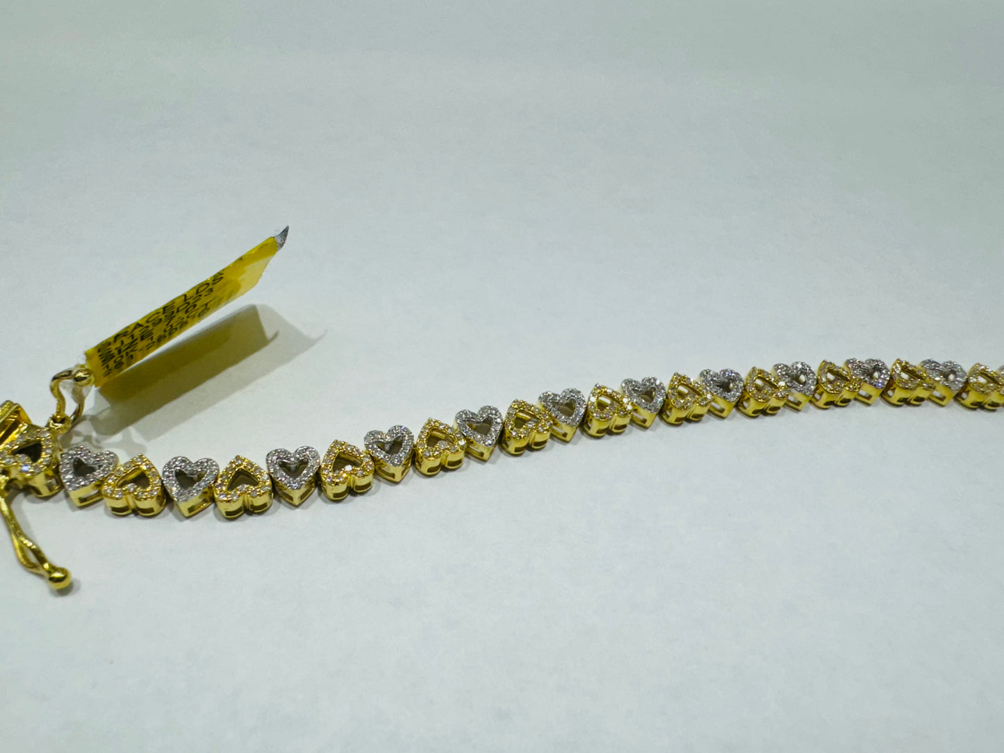 10K GOLD NATURAL HEART DIAMOND BRACELET 1.02 CT, SIZE 7”