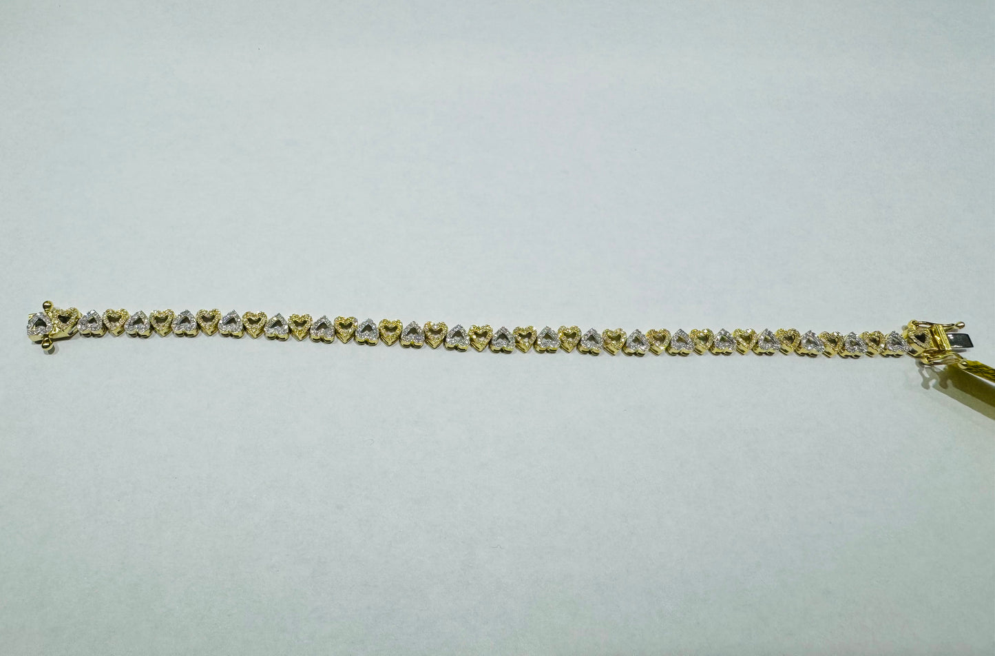 10K GOLD NATURAL HEART DIAMOND BRACELET 1.02 CT, SIZE 7”