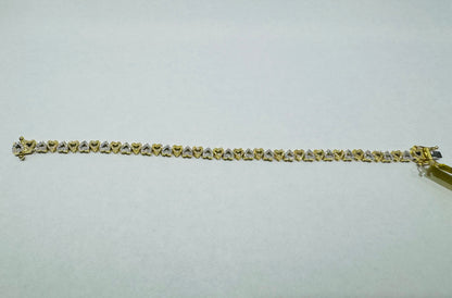 10K GOLD NATURAL HEART DIAMOND BRACELET 1.02 CT, SIZE 7”