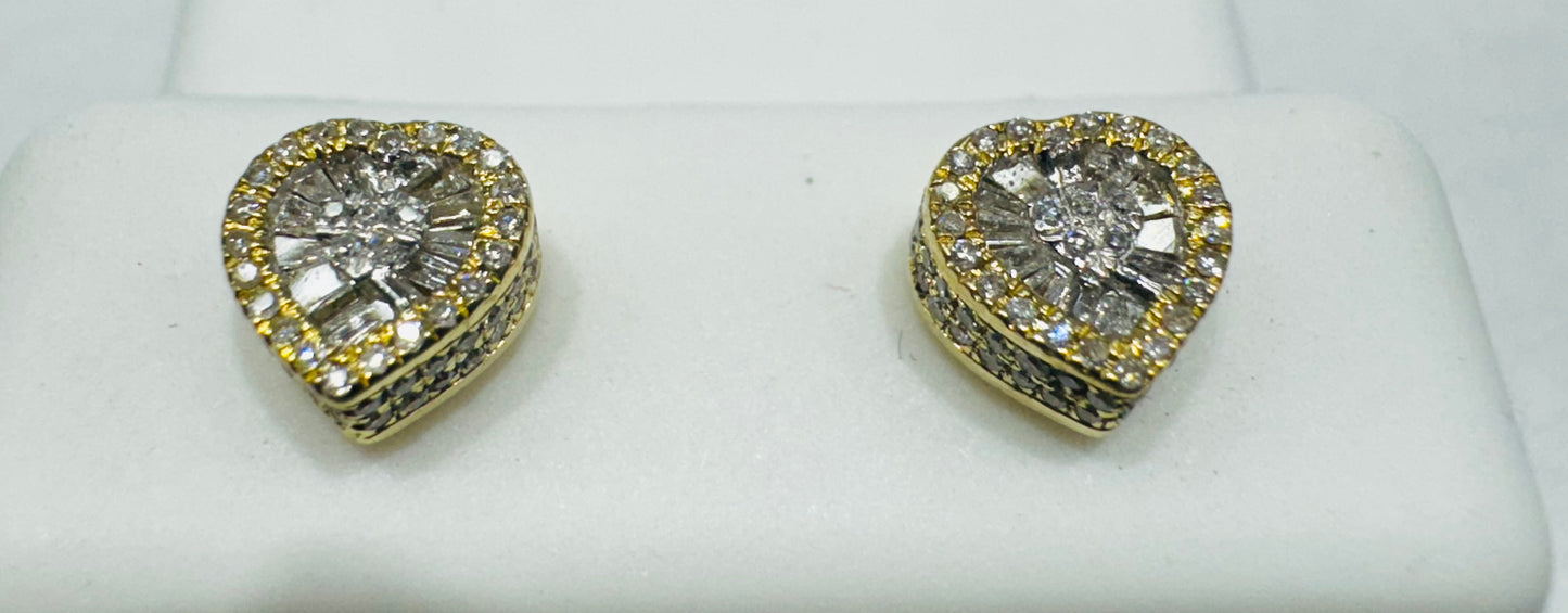 10K GOLD HEART NATURAL DIAMOND EARRINGS 0.33CT