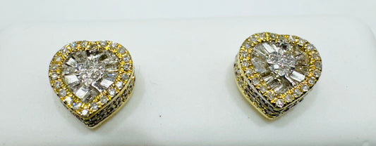 10K GOLD HEART NATURAL DIAMOND EARRINGS 0.33CT