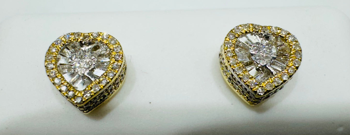 10K GOLD HEART NATURAL DIAMOND EARRINGS 0.33CT