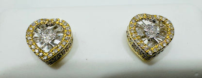 10K GOLD HEART NATURAL DIAMOND EARRINGS 0.33CT