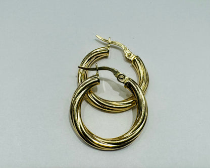 10K GOLD ROUND HOOP EARRINGS, WEIGHT: 1.3gm