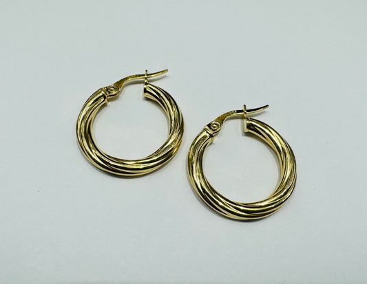 10K GOLD ROUND HOOP EARRINGS, WEIGHT: 1.3gm