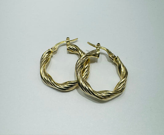 10K GOLD ROUND HOOP EARRINGS, WEIGHT: 2.3gm