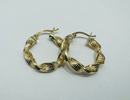 10K GOLD ROUND VERSACE HOOP EARRINGS, WEIGHT: 2.4gm
