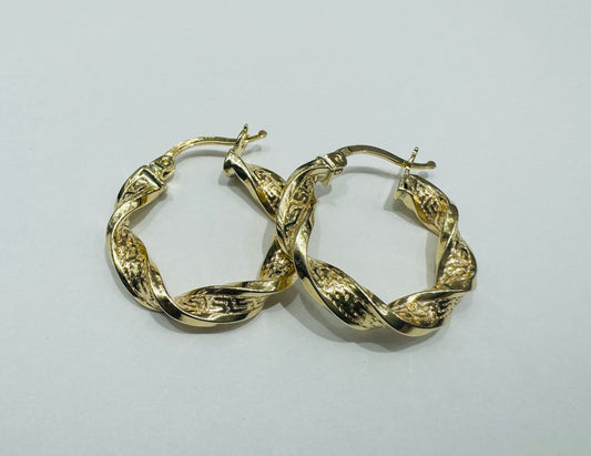 10K GOLD ROUND VERSACE HOOP EARRINGS, WEIGHT: 2.4gm