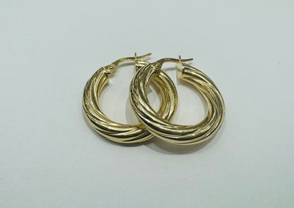 10K GOLD ROUND HOOP EARRINGS, WEIGHT: 2.2gm