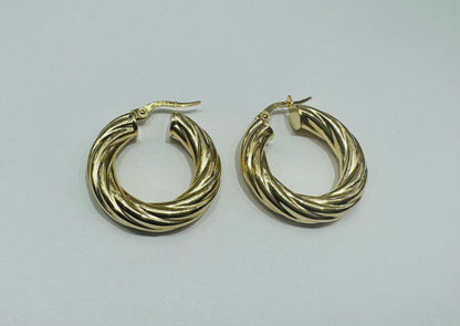 10K GOLD ROUND HOOP EARRINGS, WEIGHT: 3.4gm