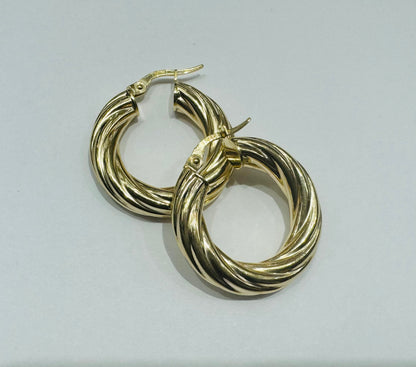 10K GOLD ROUND HOOP EARRINGS, WEIGHT: 3.4gm