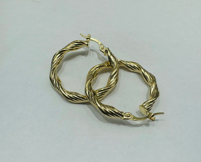 10K GOLD ROUND HOOP EARRINGS, WEIGHT: 2.9gm