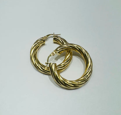 10K GOLD ROUND HOOP EARRINGS, WEIGHT: 4.4gm