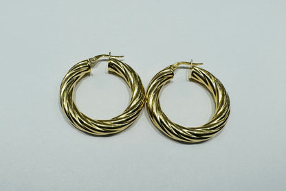 10K GOLD ROUND HOOP EARRINGS, WEIGHT: 4.4gm