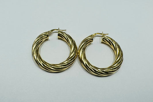 10K GOLD ROUND HOOP EARRINGS, WEIGHT: 4.4gm