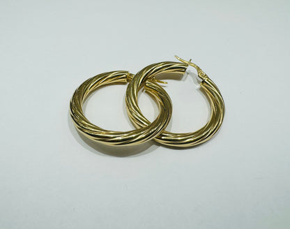 10K GOLD ROUND HOOP EARRINGS, WEIGHT: 3gm