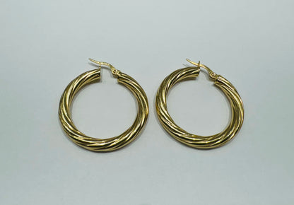 10K GOLD ROUND HOOP EARRINGS, WEIGHT: 3.3gm