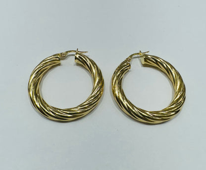 10K GOLD ROUND HOOP EARRINGS, WEIGHT: 5.2gm