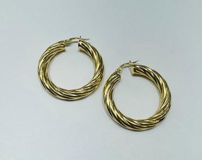 10K GOLD ROUND HOOP EARRINGS, WEIGHT: 5.2gm