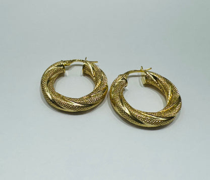 10K GOLD ROUND HOOP EARRINGS, WEIGHT: 2.7gm
