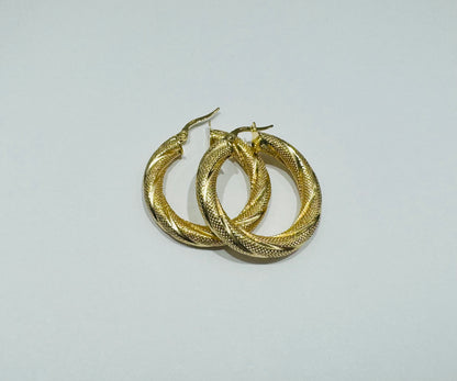 10K GOLD ROUND HOOP EARRINGS, WEIGHT: 3.6gm