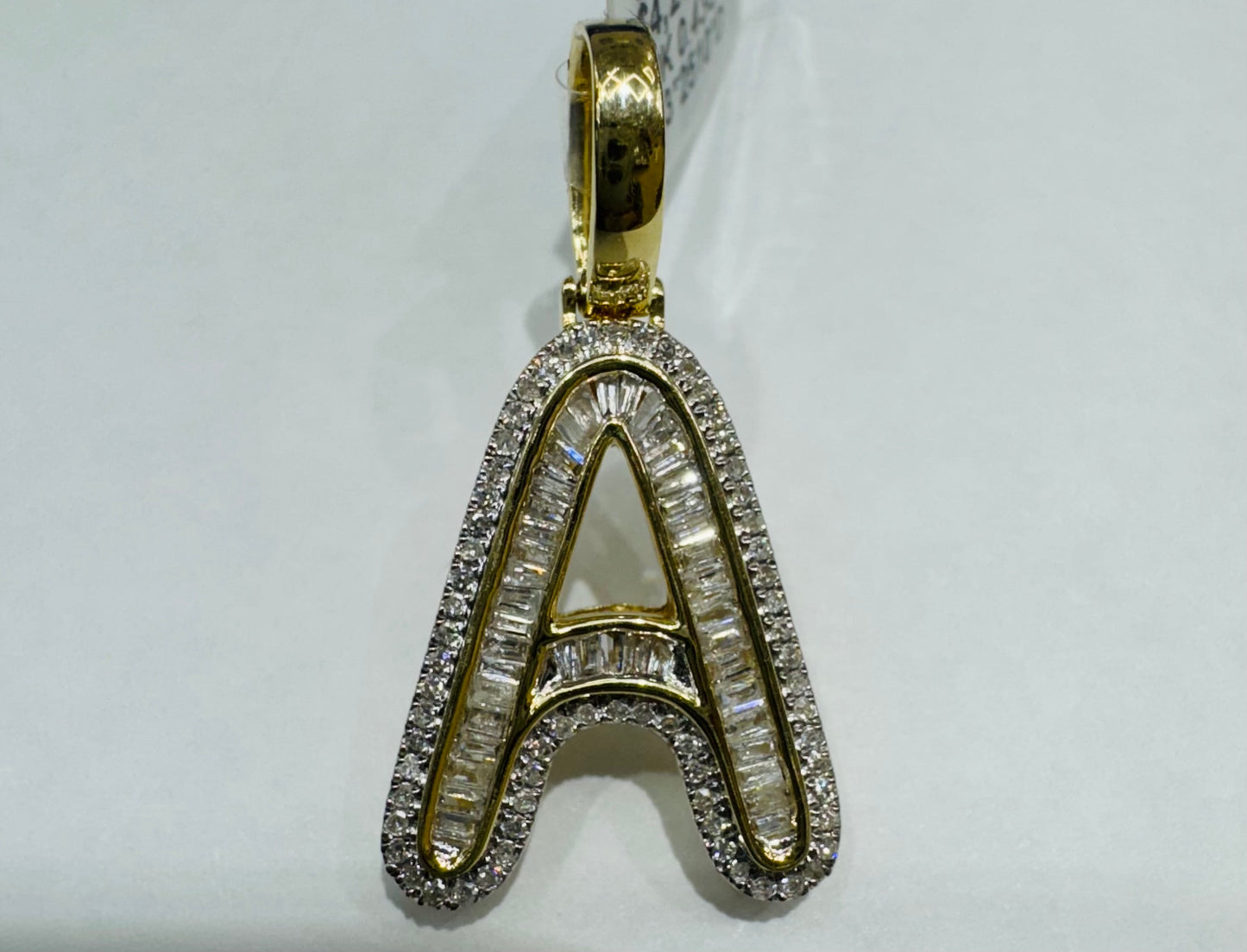 10K GOLD NATURAL DIAMOND INTIAL LETTER “A” PENDANT, 0.43CT