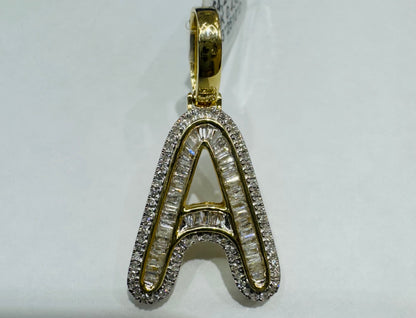 10K GOLD NATURAL DIAMOND INTIAL LETTER “A” PENDANT, 0.43CT