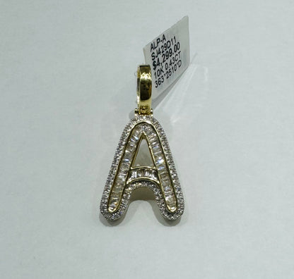 10K GOLD NATURAL DIAMOND INTIAL LETTER “A” PENDANT, 0.43CT