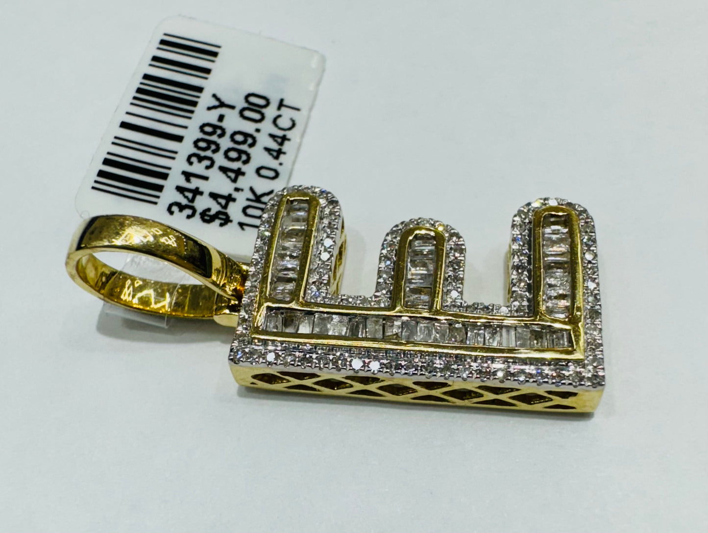 10K GOLD NATURAL DIAMOND INTIAL LETTER “E” PENDANT, 0.44CT