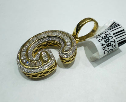 10K GOLD NATURAL DIAMOND INTIAL LETTER “G” PENDANT, 0.46CT