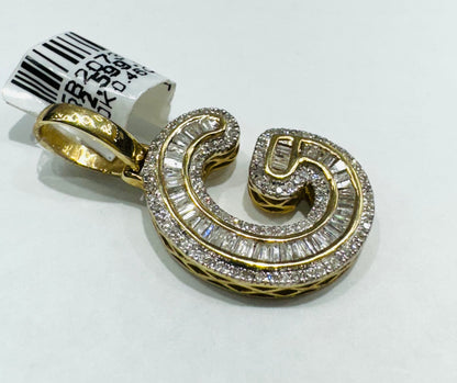 10K GOLD NATURAL DIAMOND INTIAL LETTER “G” PENDANT, 0.46CT