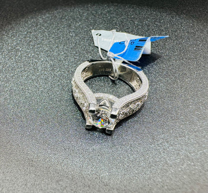 SILVER RING WITH SWAROVSKI STONES, SIZE: 6, WEIGHT: 5.7gm