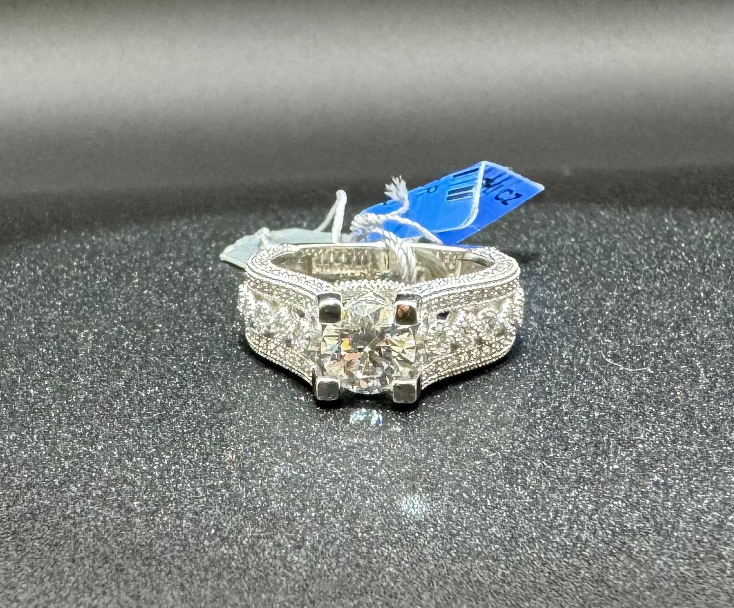 SILVER RING WITH SWAROVSKI STONES, SIZE: 6, WEIGHT: 5.7gm