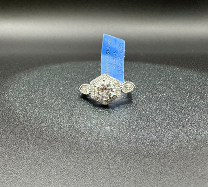 SILVER RING WITH SWAROVSKI STONES, SIZE: 5, WEIGHT: 3.6gm